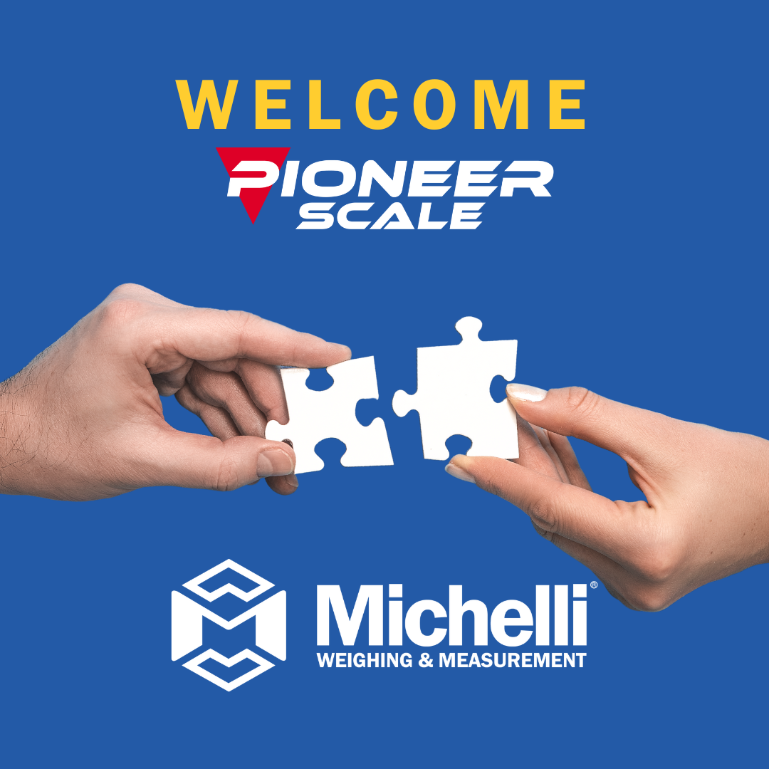 Two hands join puzzle pieces on a blue background to indicate the partnership between Michelli Weighing & Measurement and Summit Park